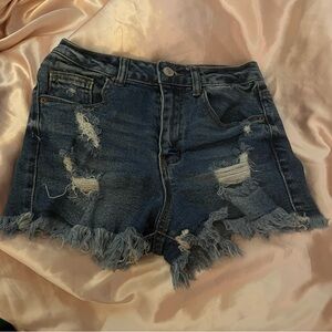 Wax Jean Blue Distressed Jean Shorts